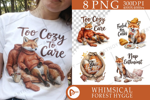 Sublimation Lazy Fox Cozy Hygge Watercolor Quote Sublimation artnoy 