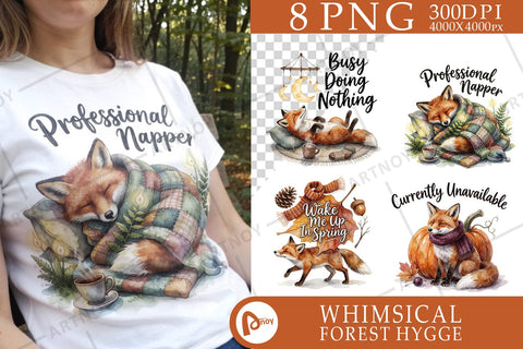 Sublimation Lazy Fox Cozy Hygge Watercolor Quote Sublimation artnoy 