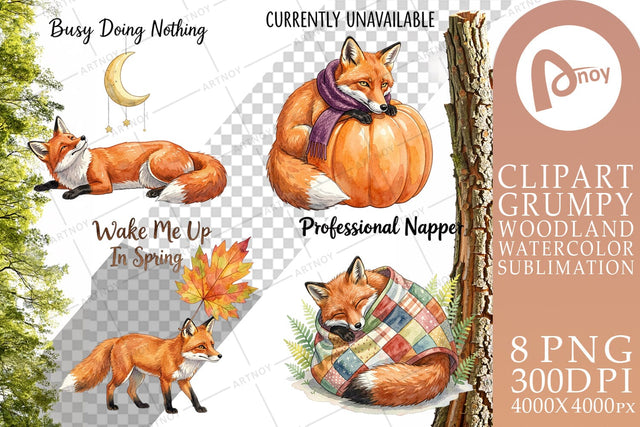 Sublimation Lazy Fox Cozy Hygge Watercolor Sublimation artnoy 
