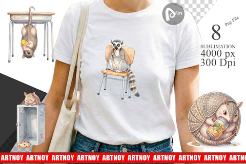 Sublimation Lazy Lunch Hour School Animal Sublimation artnoy 