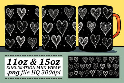 Sublimation Love-Infused Mug Wrap - Heart Design 11oz 15oz - Valentines Sublimation afrosvg 