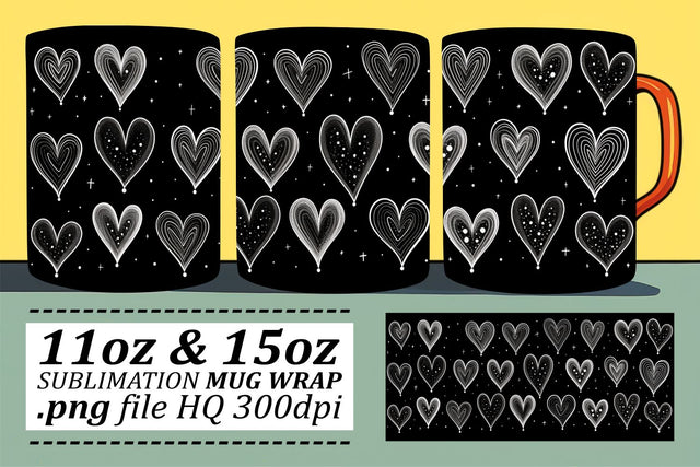 Sublimation Love-Infused Mug Wrap - Heart Design 11oz 15oz - Valentines Sublimation afrosvg 