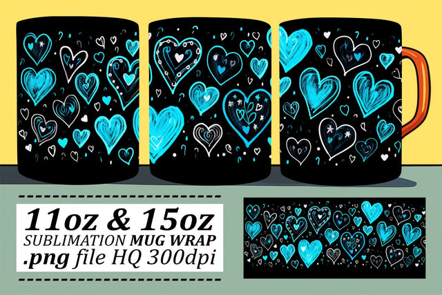 Sublimation Love-Struck Mug Wrap - Heart Design 11oz 15oz - Valentines Sublimation afrosvg 
