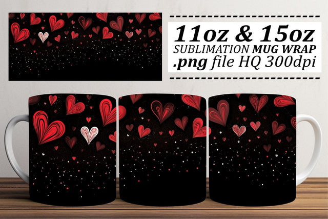 Sublimation Love-Struck Mug Wrap - Heart Design 11oz 15oz - Valentines Sublimation afrosvg 