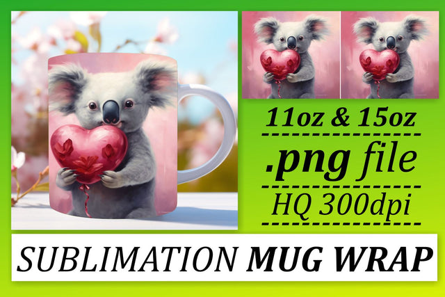 Sublimation Love Theme Mug Wrap - Animals Love-Struck 11oz 15oz Sublimation afrosvg 