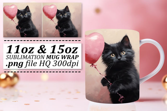 Sublimation Love Theme Mug Wrap - Animals with Heart Balloon 11oz 15oz Sublimation afrosvg 