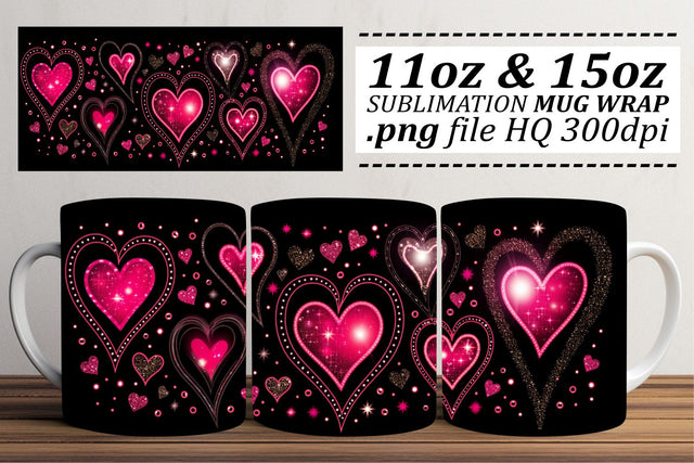 Sublimation Love Theme Mug Wrap - Heartfelt 11oz 15oz - Romance Sublimation afrosvg 
