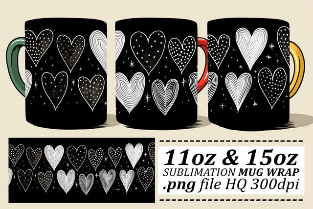 Sublimation Love Theme Mug Wrap - Heartfelt 11oz 15oz - Valentines Day Sublimation afrosvg 