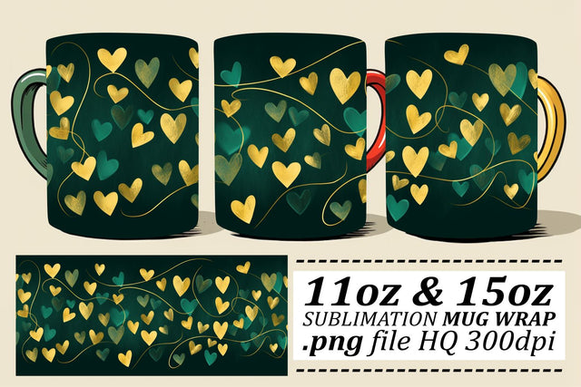 Sublimation Love Theme Mug Wrap - Valentines Heart Pattern 11oz 15oz Sublimation afrosvg 