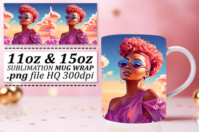 Sublimation Melanin Sunset Mug Wrap Sublimation afrosvg 