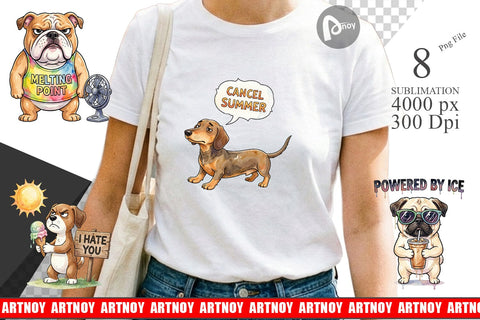 Sublimation Melting Summer Dog Sarcastic Watercolor Sublimation artnoy 