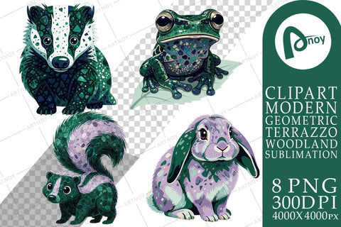 Sublimation Midnight Magic Terrazzo Forest Fauna Sublimation artnoy 