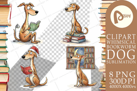 Sublimation Midnight Reading Dog Watercolor Sublimation artnoy 