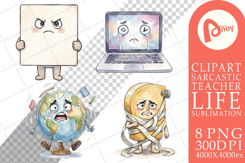 Sublimation Moody Desk Mascot Teacher Watercolor Sublimation artnoy 