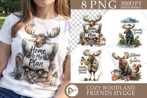 Sublimation Moody Moose Cozy Hygge Watercolor Quote Sublimation artnoy 