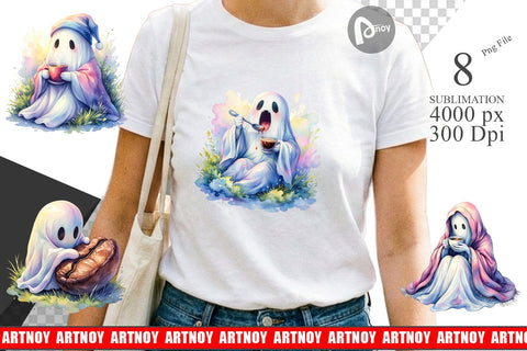 Sublimation Morning Routine Coffee Ghost Sublimation artnoy 
