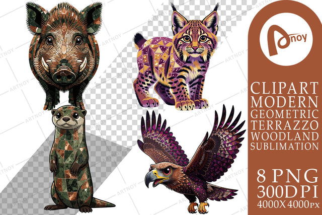 Sublimation Moss & Berry Terrazzo Wild Animals Sublimation artnoy 