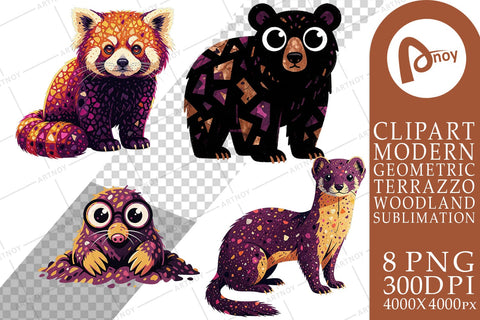 Sublimation Moss & Berry Terrazzo Wild Animals Sublimation artnoy 