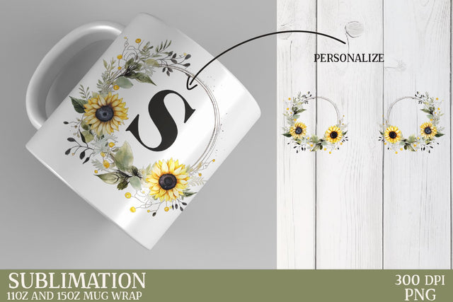 Sublimation Mug Design | Wreath Mug Sublimation Sublimation Petunia Digital Design 