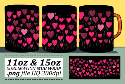 Sublimation Mug Wrap - Amor-Enriched Heart Theme 11oz 15oz - Valentines Sublimation afrosvg 