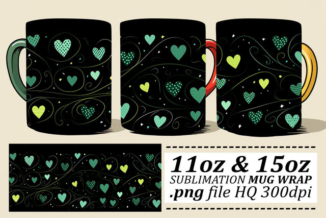 Sublimation Mug Wrap - Amor-Enriched Heart Theme 11oz 15oz - Valentines Sublimation afrosvg 