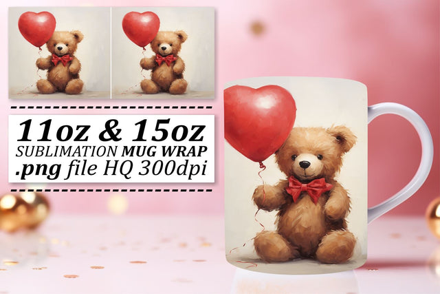 Sublimation Mug Wrap - Animals Valentines Theme 11oz 15oz - Love Sublimation afrosvg 