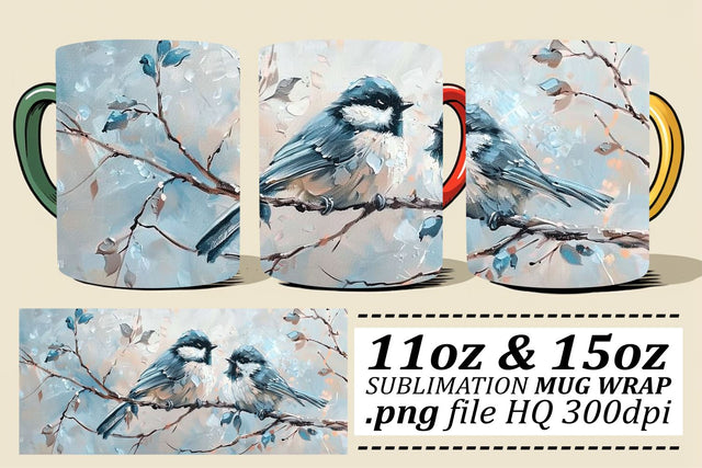 Sublimation Mug Wrap – Cute Birds Design for 11oz & 15oz Cups Sublimation afrosvg 