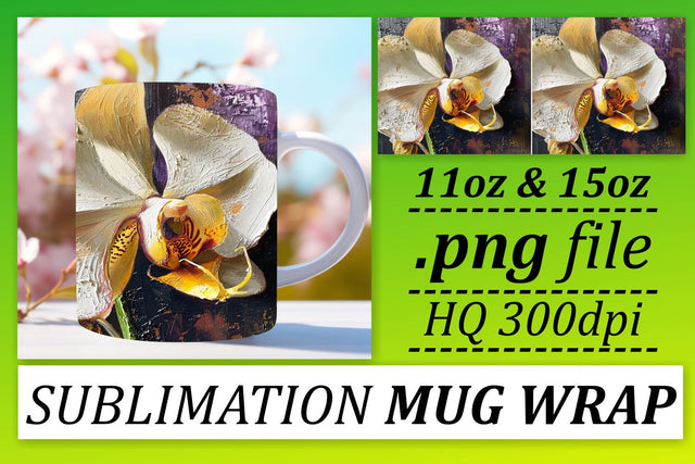 Sublimation Mug Wrap Featuring Colorful Oil Painted Flowers - 11oz & 15oz Sublimation afrosvg 