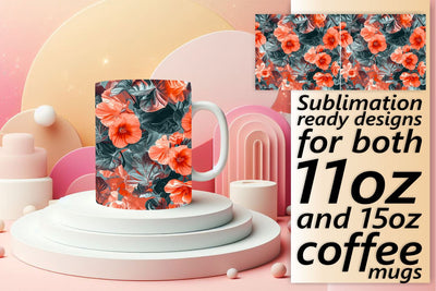 Sublimation Mug Wrap Floral 15oz Sublimation afrosvg 
