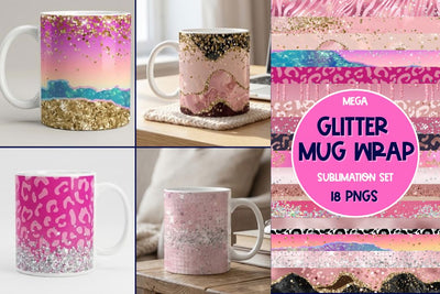 Sublimation Mug Wrap Mega Bundle | 18 Valentine Mug Designs PNG Collection | Complete Drinkware Sublimation Set Sublimation Print Perfect Design Shop 