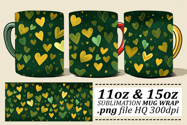 Sublimation Mug Wrap - Valentines Heart Pattern 11oz 15oz - Love Theme Sublimation afrosvg 