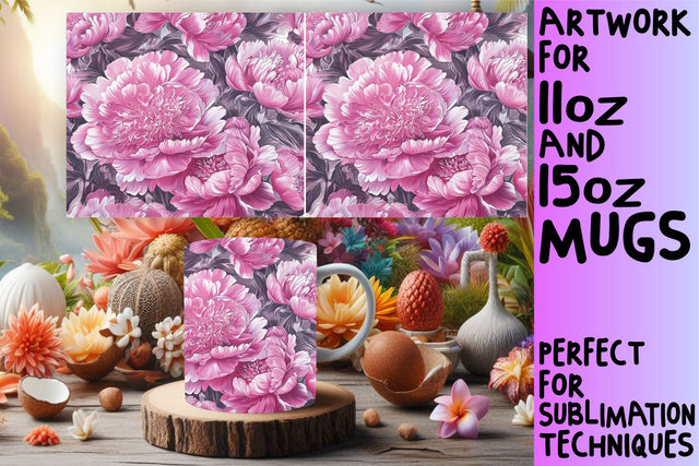 Sublimation Mug Wrap with 3D Flowers Sublimation afrosvg 