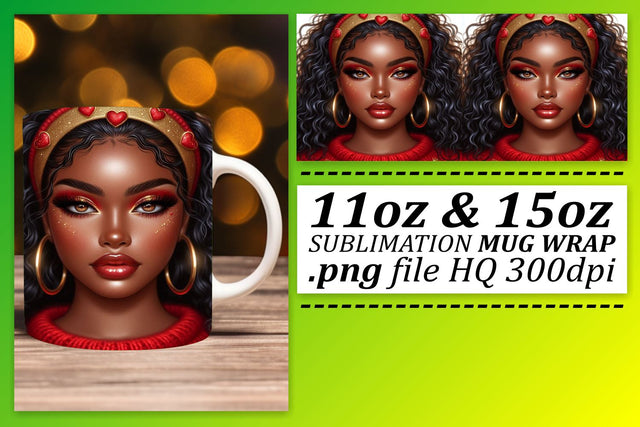 Sublimation mug wraps, great for small businesses! , Love Girl Sublimation afrosvg 