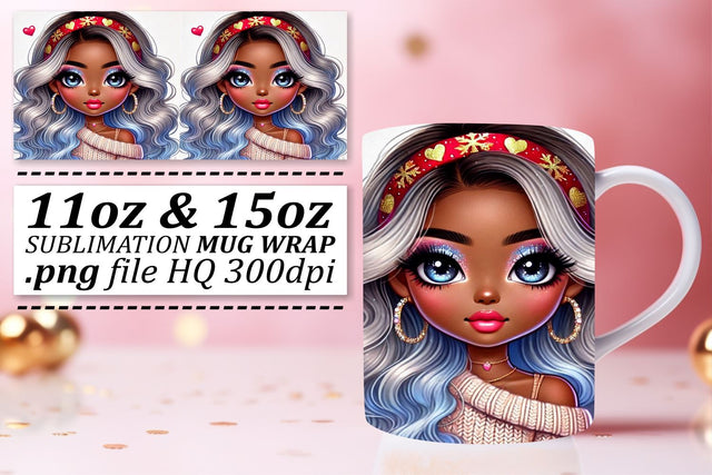Sublimation mug wraps, perfect for holidays and events! , Love Girl Sublimation afrosvg 
