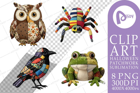 Sublimation Nocturnal Animal Patchwork Fabric Art Sublimation artnoy 
