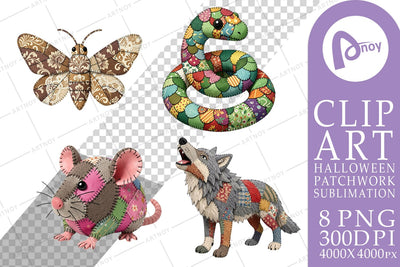 Sublimation Nocturnal Animal Patchwork Fabric Art Sublimation artnoy 