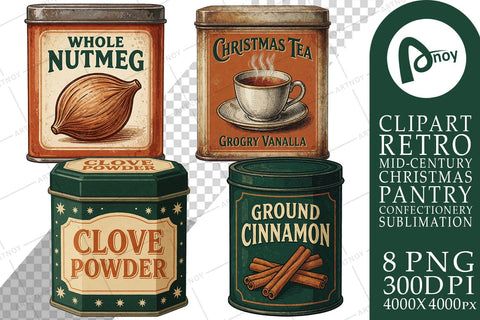 Sublimation Nostalgic Holiday Tea & Spice Tins Sublimation artnoy 