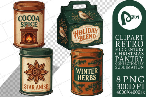 Sublimation Nostalgic Holiday Tea & Spice Tins Sublimation artnoy 