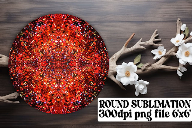 Sublimation Ornaments: Vibrant Red Glitter Delights Sublimation afrosvg 