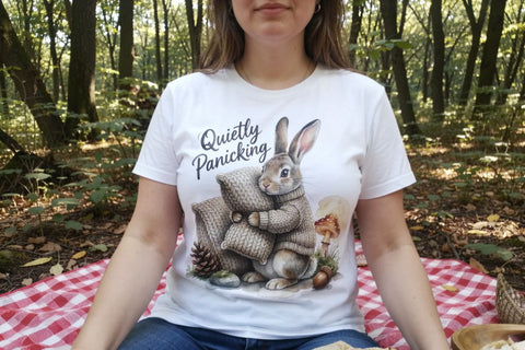 Sublimation Overthinking Rabbit Forest Hygge Watercolor Quote Sublimation artnoy 