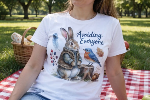 Sublimation Overthinking Rabbit Forest Hygge Watercolor Quote Sublimation artnoy 