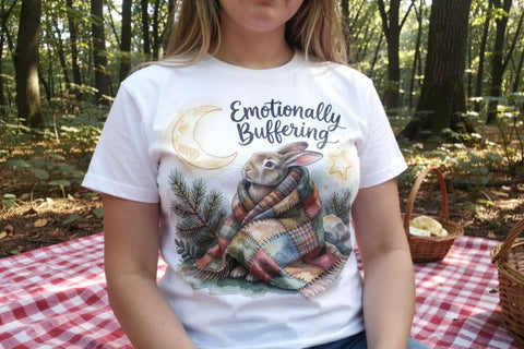 Sublimation Overthinking Rabbit Forest Hygge Watercolor Quote Sublimation artnoy 