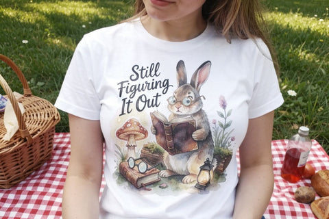 Sublimation Overthinking Rabbit Forest Hygge Watercolor Quote Sublimation artnoy 