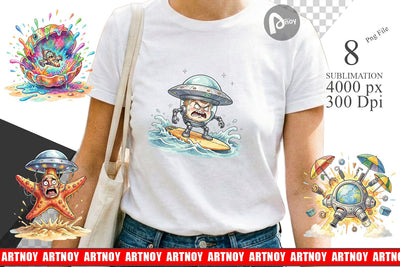 Sublimation Panicked UFO Surf Sublimation artnoy 