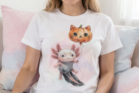 Sublimation Pastel Goth Axolotl Pumpkin Parade Sublimation artnoy 