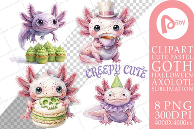 Sublimation Pastel Goth Axolotl Spooky Tea Party Sublimation artnoy 
