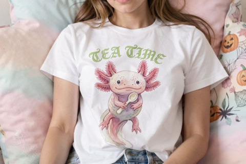 Sublimation Pastel Goth Axolotl Spooky Tea Party Sublimation artnoy 