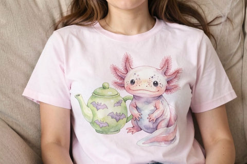 Sublimation Pastel Goth Axolotl Spooky Tea Party Sublimation artnoy 