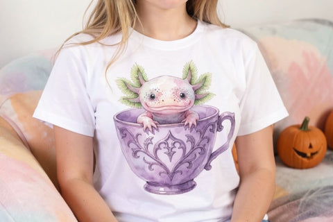 Sublimation Pastel Goth Axolotl Spooky Tea Party Sublimation artnoy 