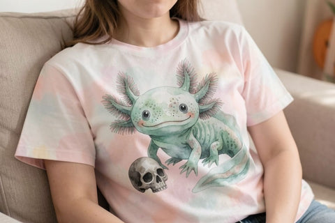 Sublimation Pastel Goth Skeleton Axolotl Sublimation artnoy 